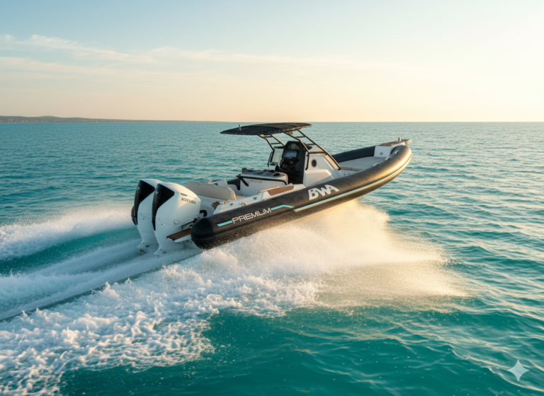 BWA Premium 32 en navigation, semi-rigide habitable de luxe