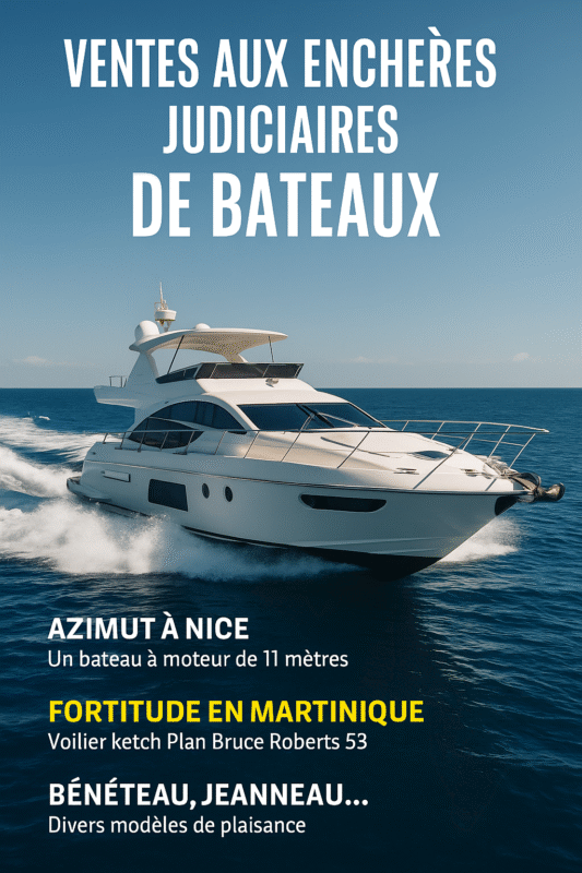 Ventes aux enchères judiciaires 2025 : Azimut, Ketch, Bénéteau et plus encore