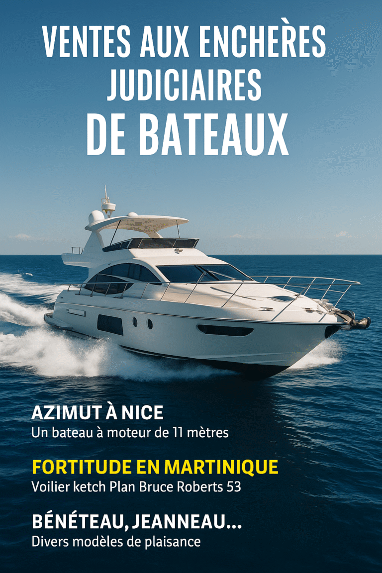 Ventes aux enchères judiciaires 2025 : Azimut, Ketch, Bénéteau et plus encore