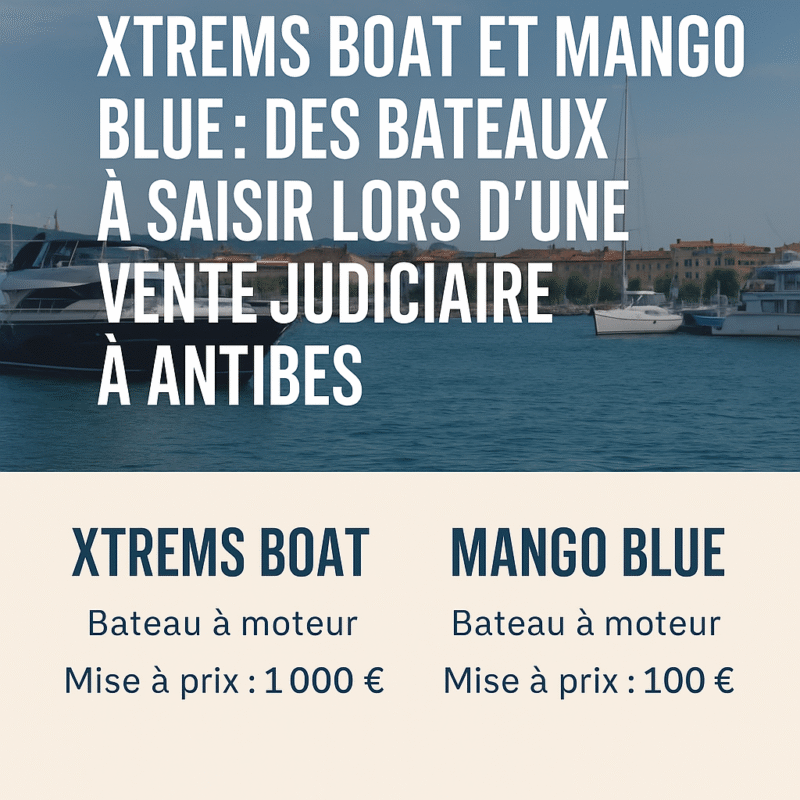 Ventes aux enchères judiciaires 2025 : Azimut, Ketch, Bénéteau et plus encore
