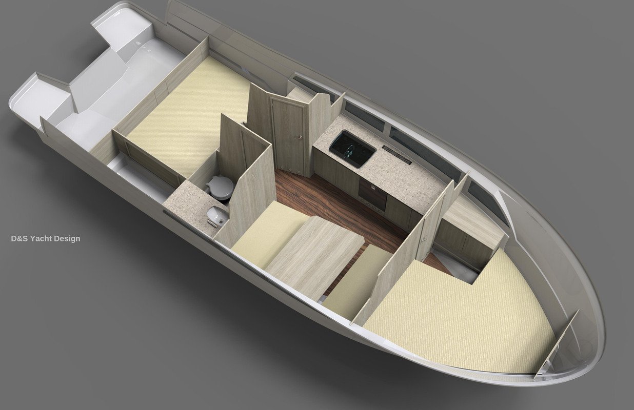 Nautic Yacht 990 Open Expo, plan de pont vu de dessus