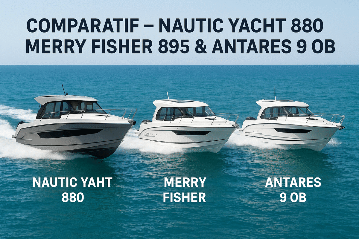 COMPARATIF – NAUTIC YACHTS 880, MERRY FISHER 895 & ANTARES 9