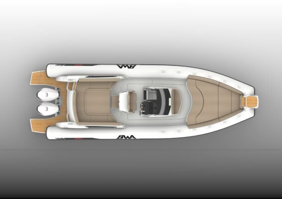 BWA GTO 358 plan d'aménagement vue de dessus — render technique cockpit et pont