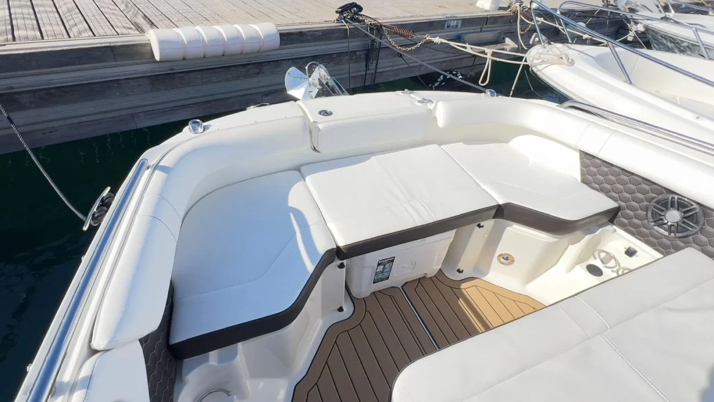 Sea Ray SDX 250 OB 2023 cockpit et plancher imitation teck