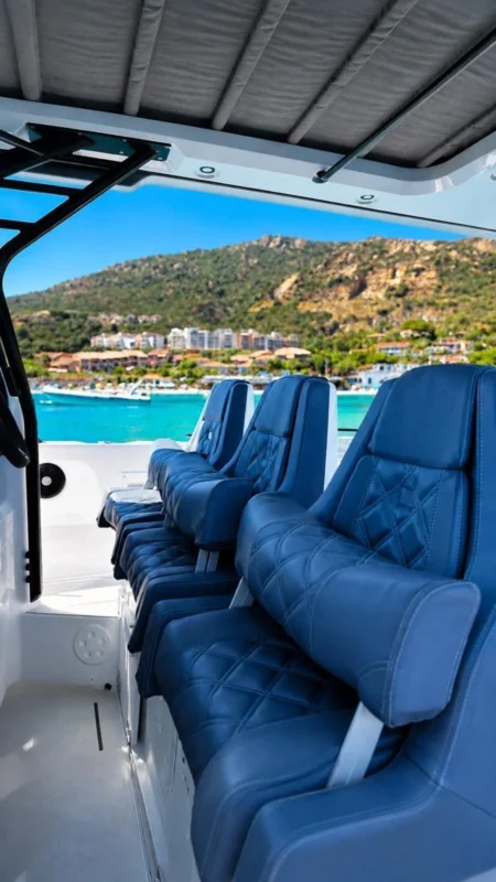 Axopar 37 Sun-Top sièges de cockpit en cuir bleu