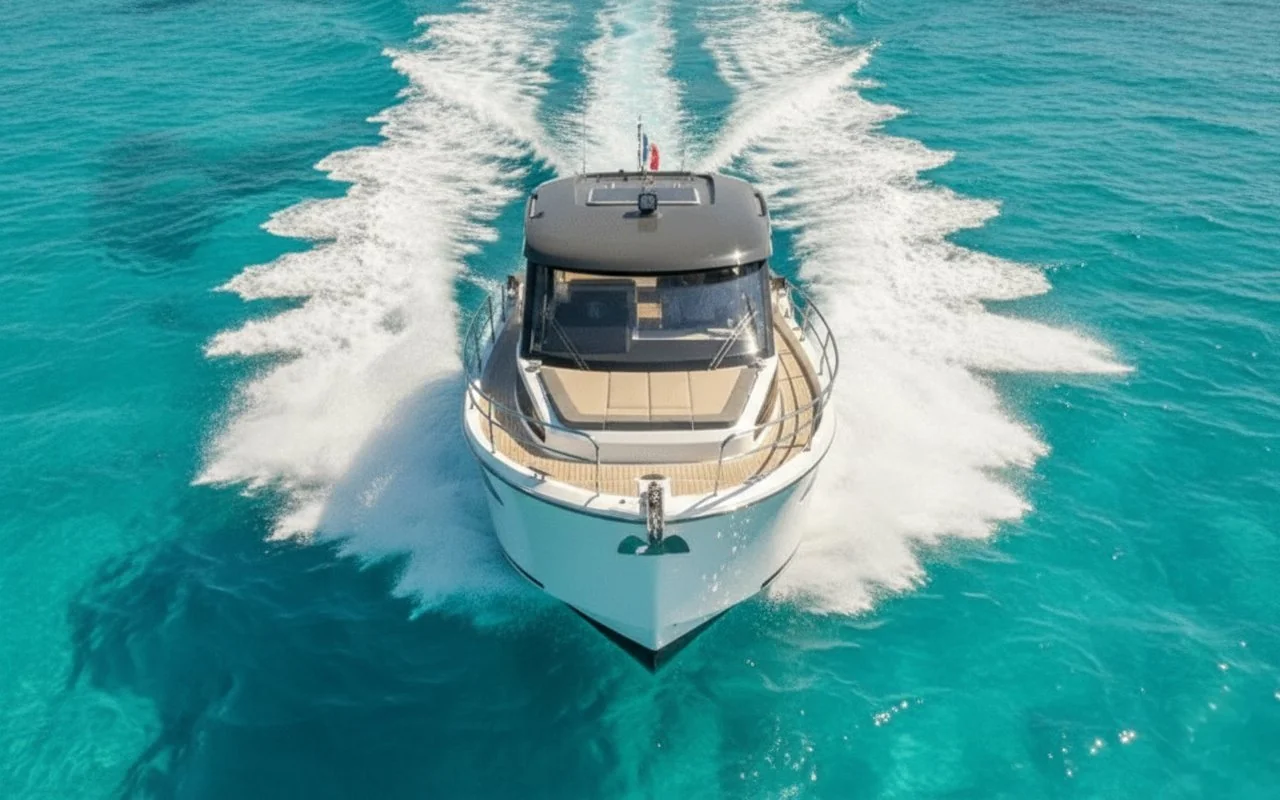 Nautic Yachts 880 Weekender de face en navigation