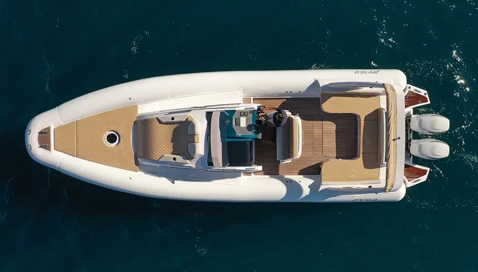 Semi-rigide PY Yacht PY10.0 Cabin neuf vue aerienne pont